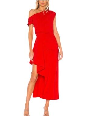Elliatt Pallas Red Asymmetrical Hem One Off The Shoulder Dress SMALL